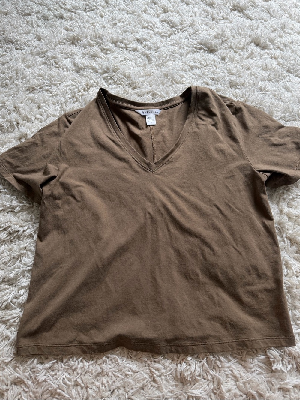 Athleta Brown V-Neck Short Sleeve Tee